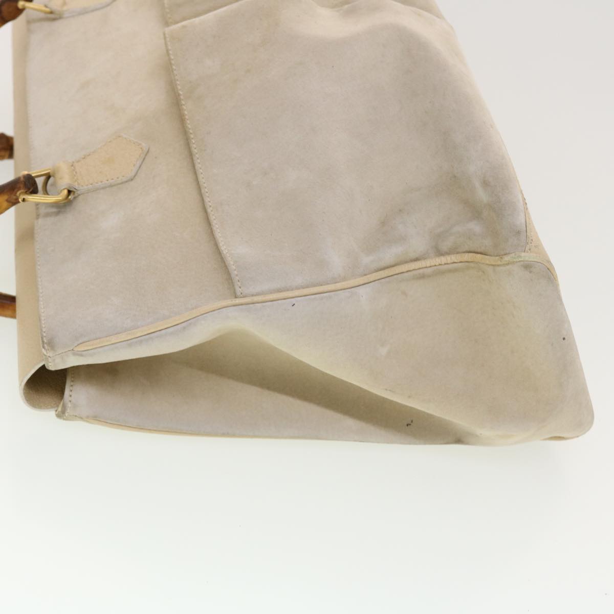 GUCCI Bamboo Shoulder Bag Suede Patent leather 2Set Black White bs5308