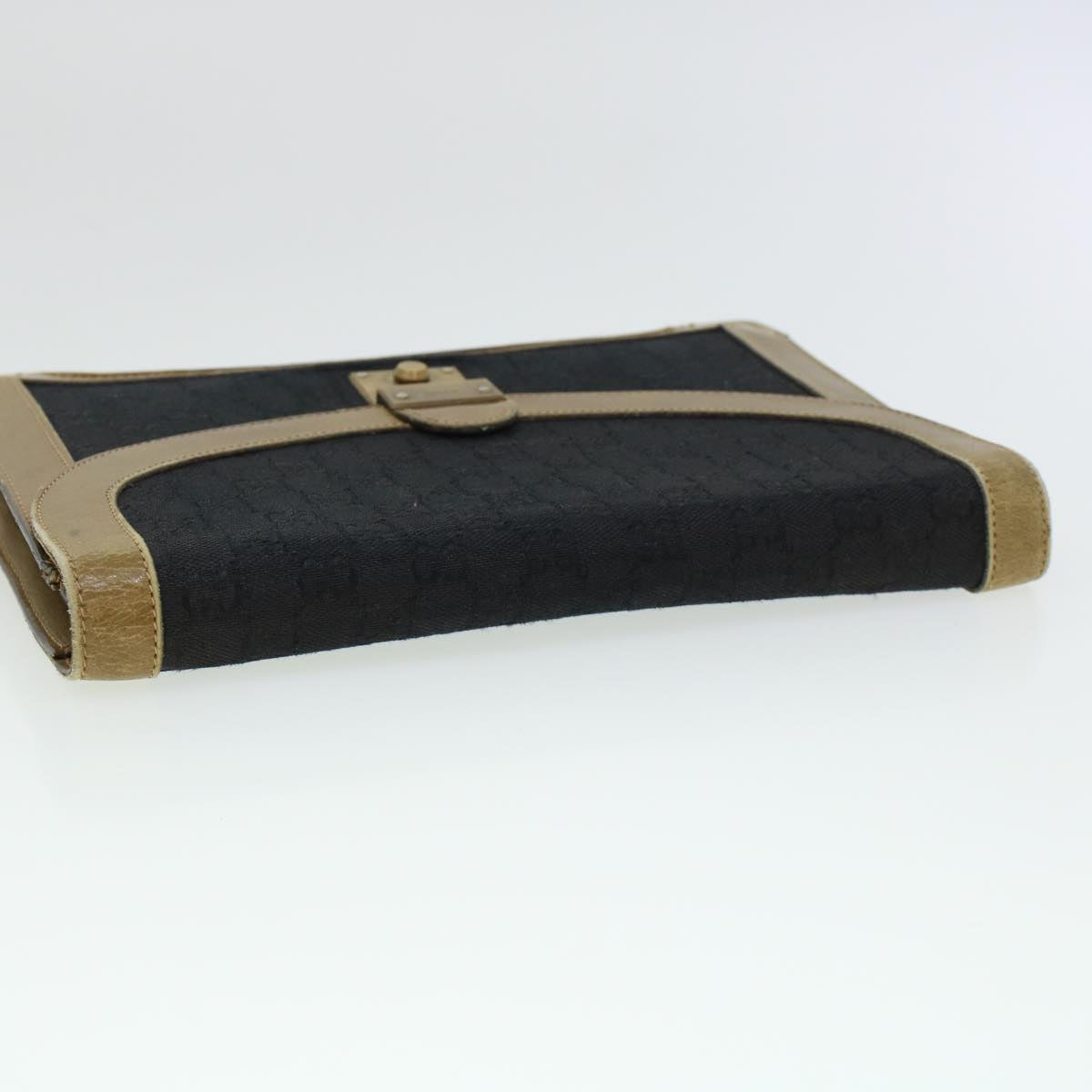 GUCCI GG Canvas Bamboo Shoulder Bag Patent leather 4Set Black Beige bs5393