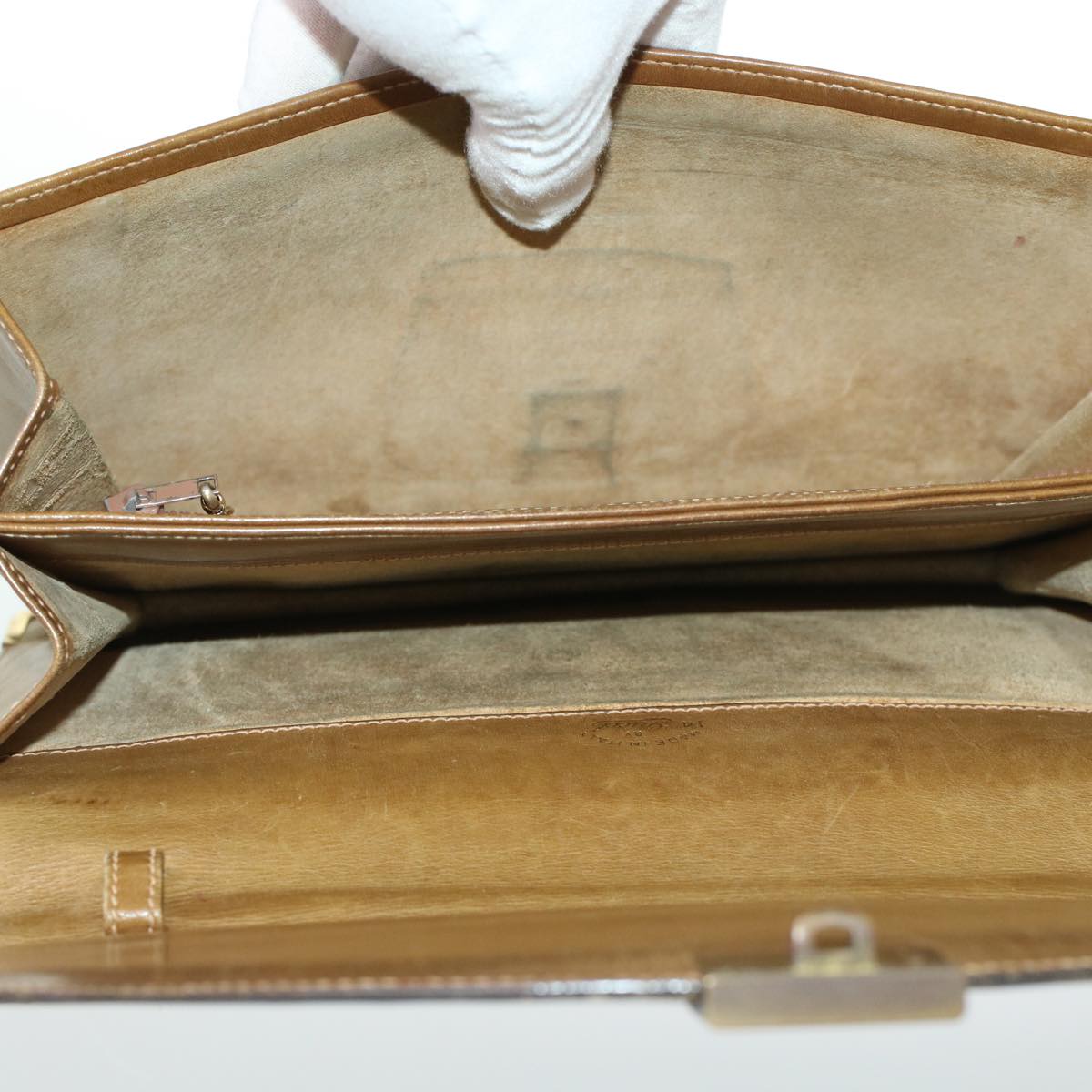 GUCCI GG Canvas Bamboo Shoulder Bag Patent leather 4Set Black Beige bs5393