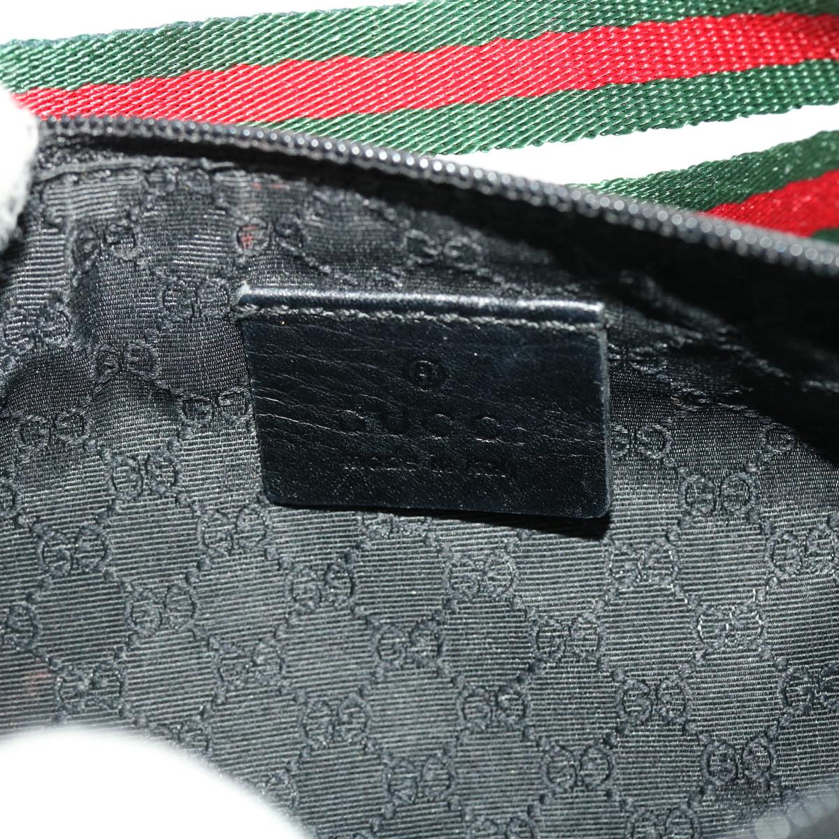 GUCCI Web Sherry Line Accessory Pouch Canvas Black Red Green bs5425