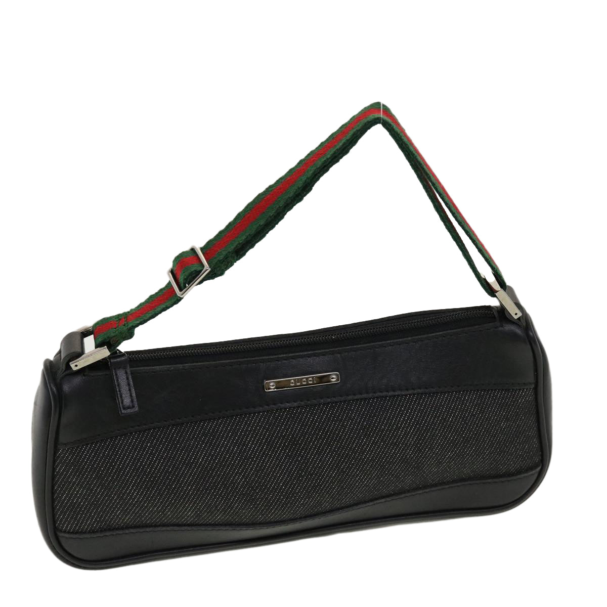 GUCCI Web Sherry Line Accessory Pouch Canvas Black Red Green bs5425