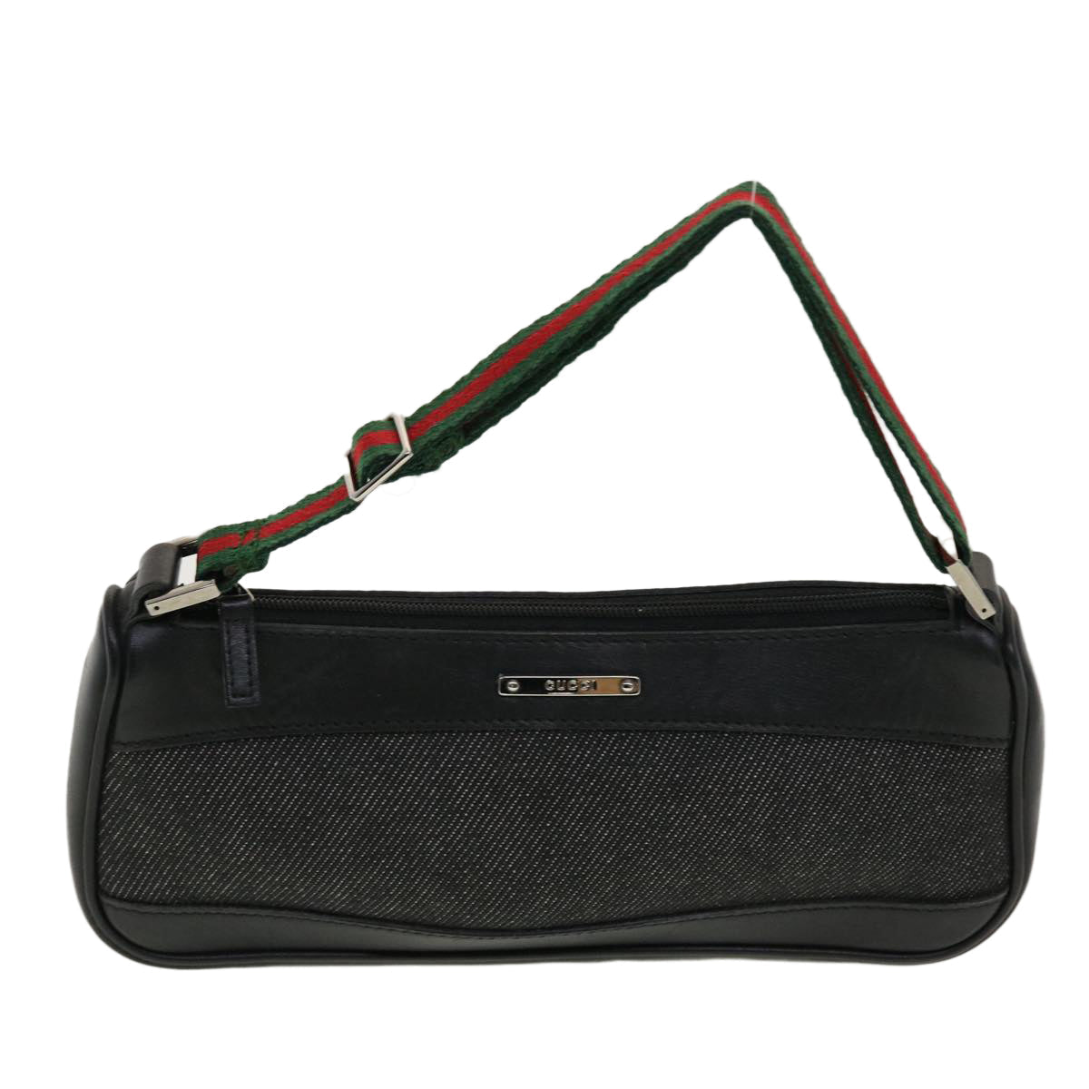 GUCCI Web Sherry Line Accessory Pouch Canvas Black Red Green bs5425