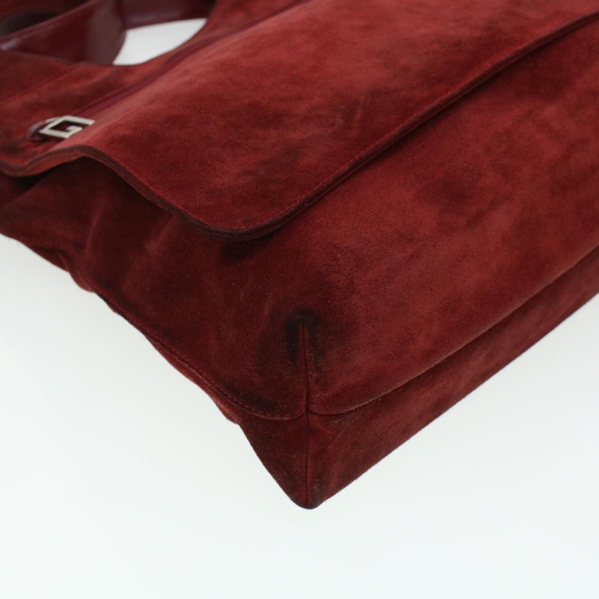 GUCCI GG Canvas Shoulder Bag Suede Red 00217050424 bs5510