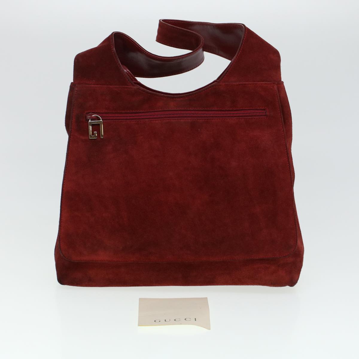 GUCCI GG Canvas Shoulder Bag Suede Red 00217050424 bs5510