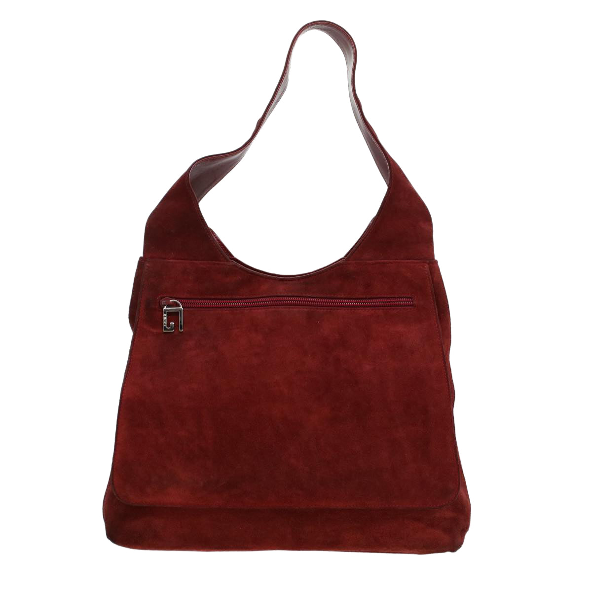 GUCCI GG Canvas Shoulder Bag Suede Red 00217050424 bs5510