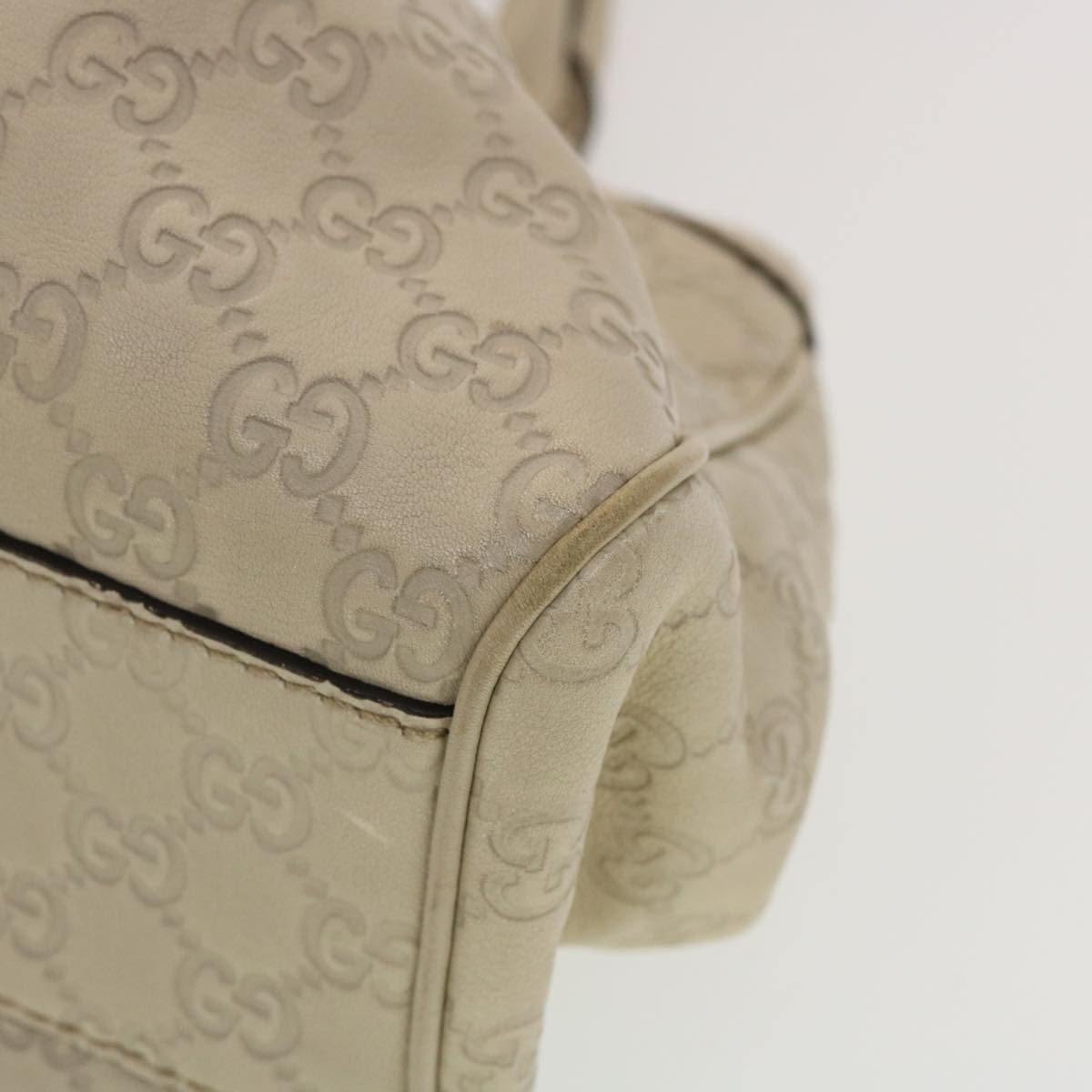 GUCCI Guccissima Hand Bag Leather White 211944 bs5554