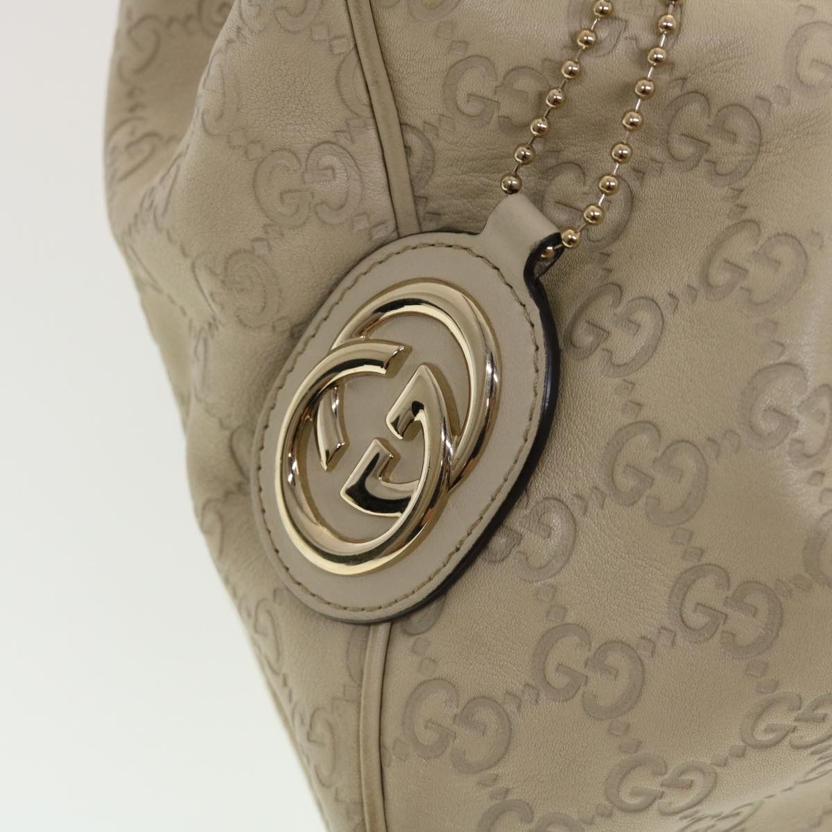 GUCCI Guccissima Hand Bag Leather White 211944 bs5554