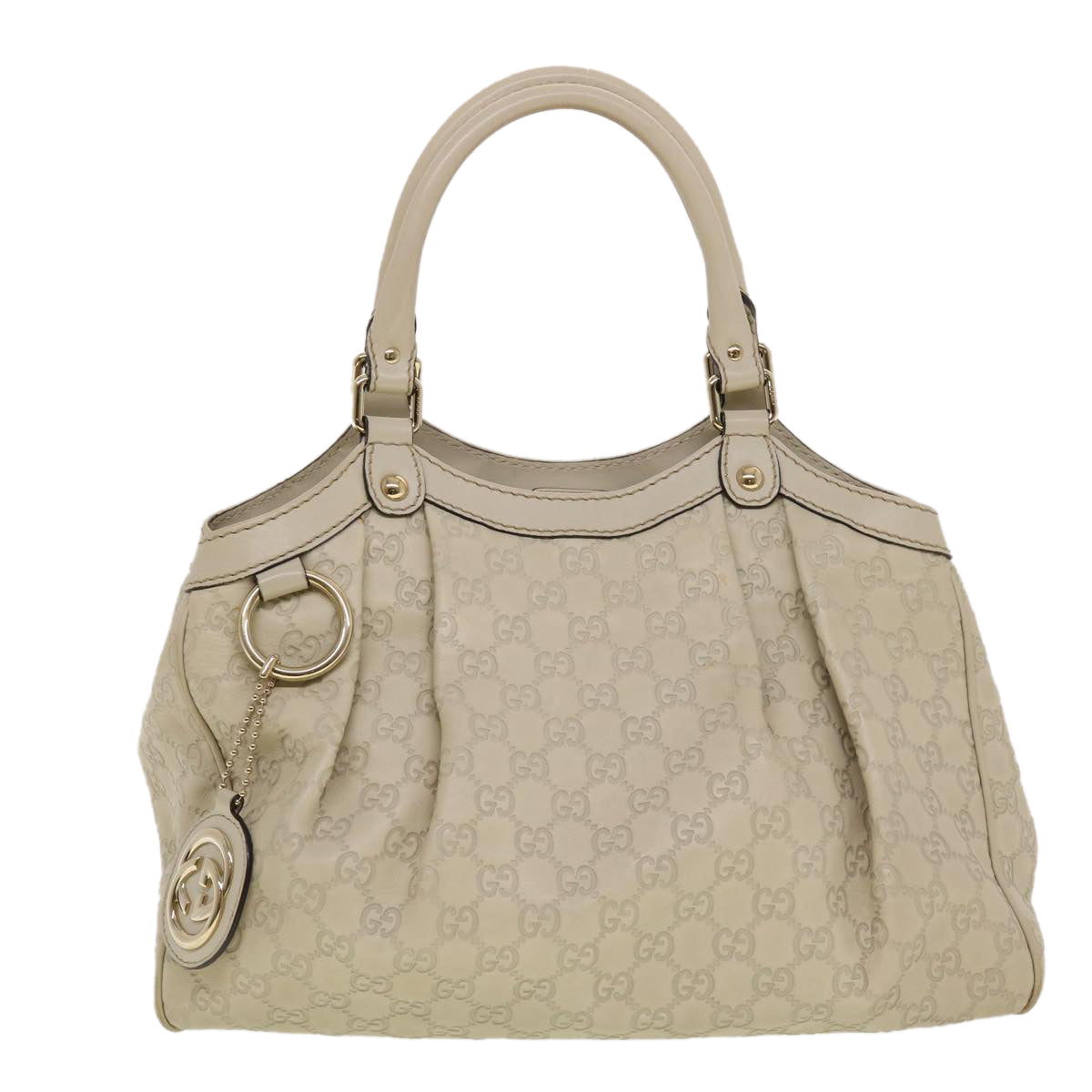 GUCCI Guccissima Hand Bag Leather White 211944 bs5554