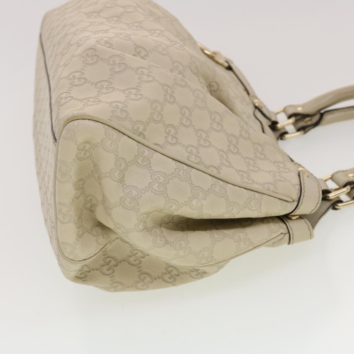 GUCCI Guccissima Hand Bag Leather White 211944 bs5554