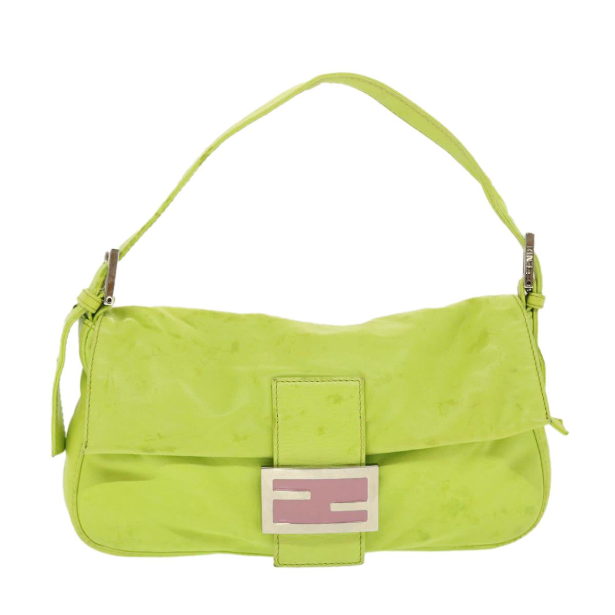 FENDI Mamma Baguette Shoulder Bag Leather Green 2318-26424-008 bs5603