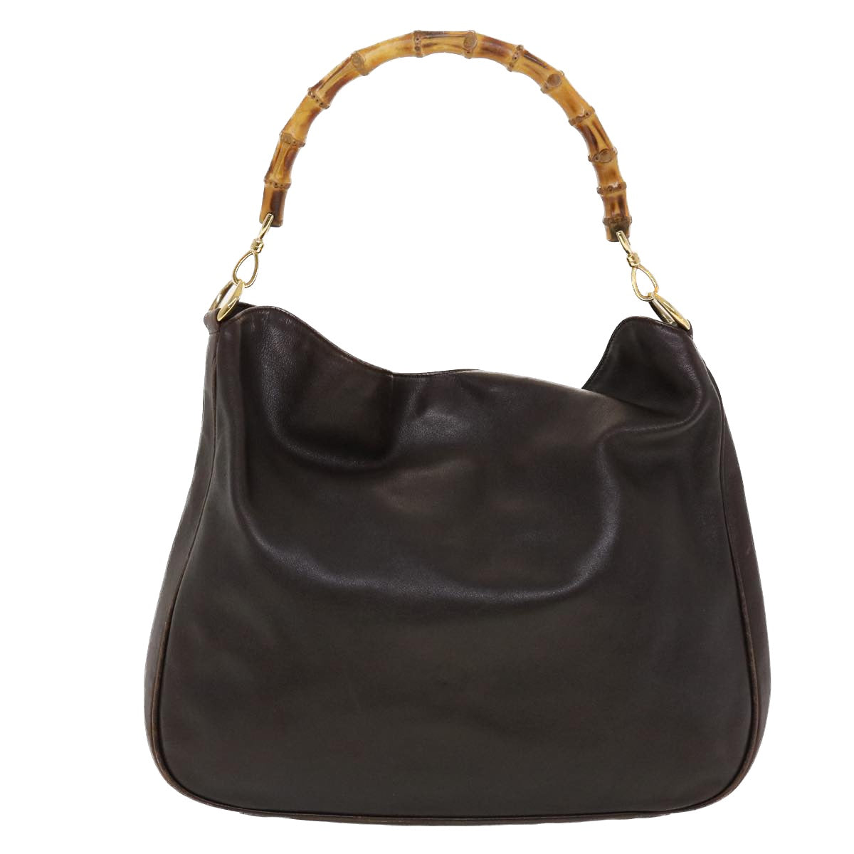 GUCCI Bamboo Hand Bag Leather 2way Black 001.2852.1577.0 bs5868