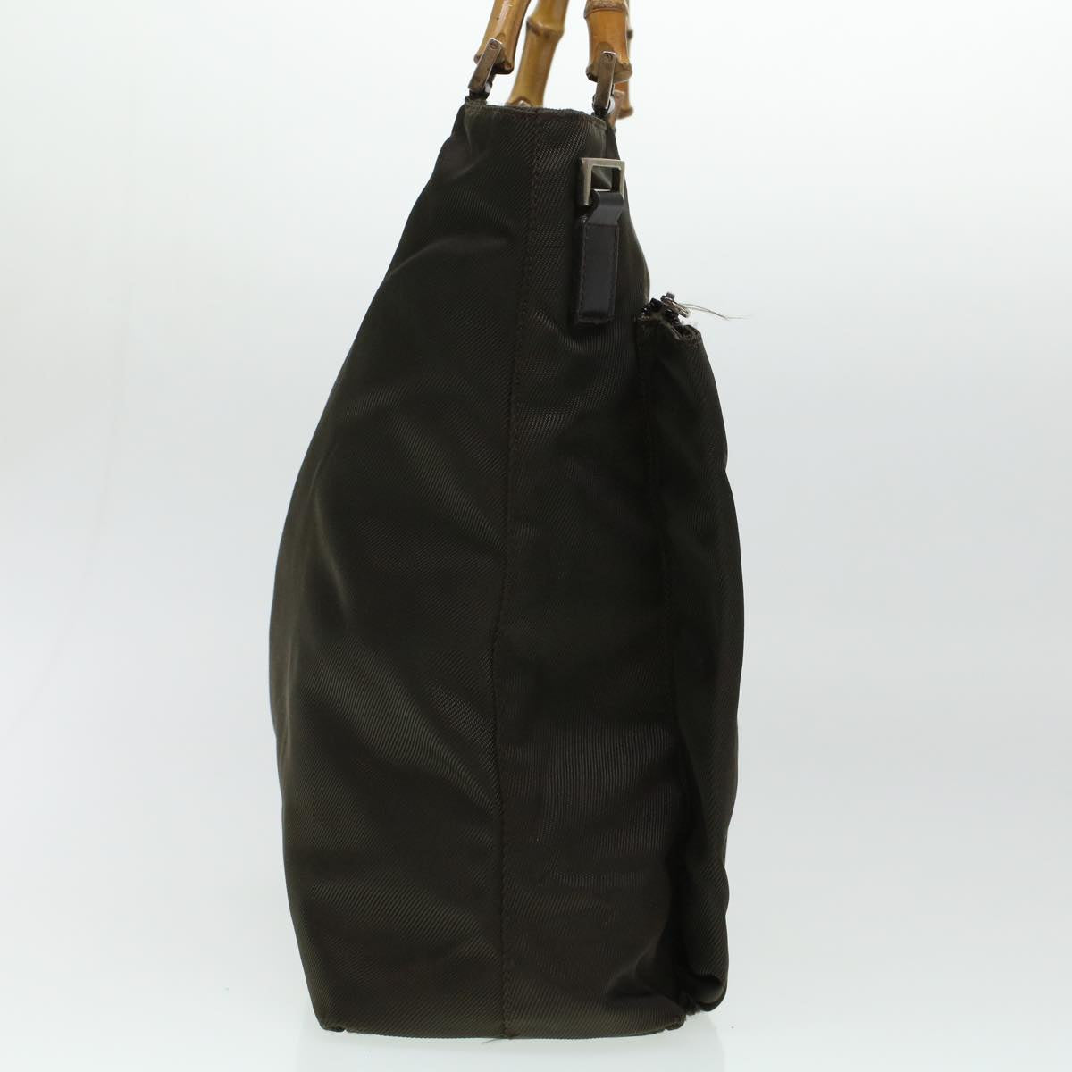 GUCCI Bamboo Shoulder Bag Nylon Khaki bs5984