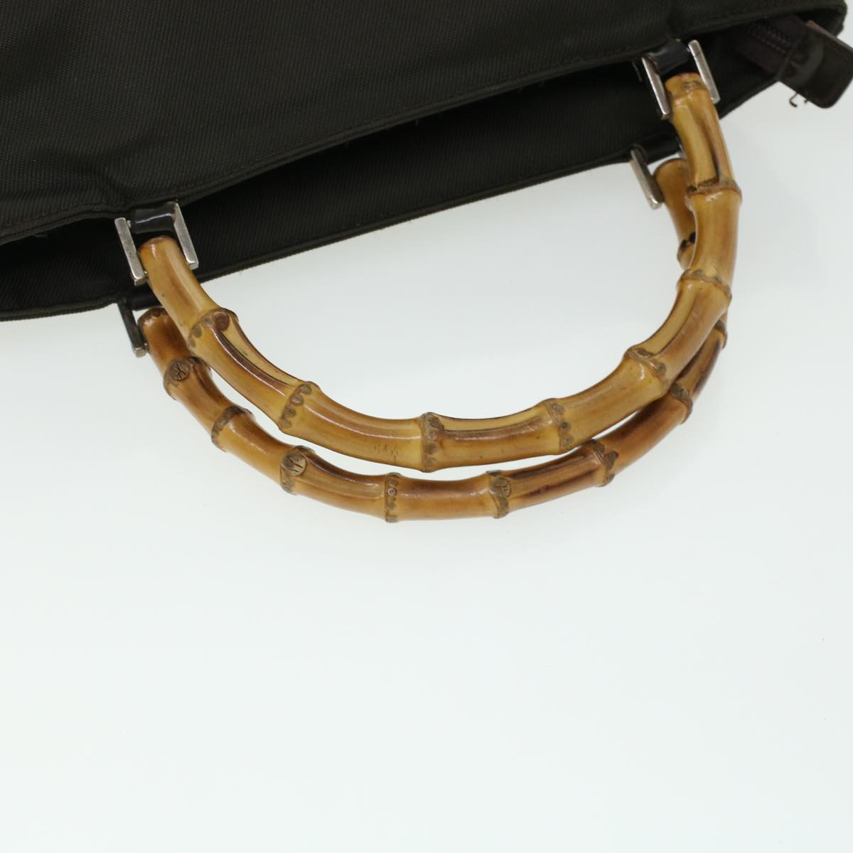 GUCCI Bamboo Shoulder Bag Nylon Khaki bs5984