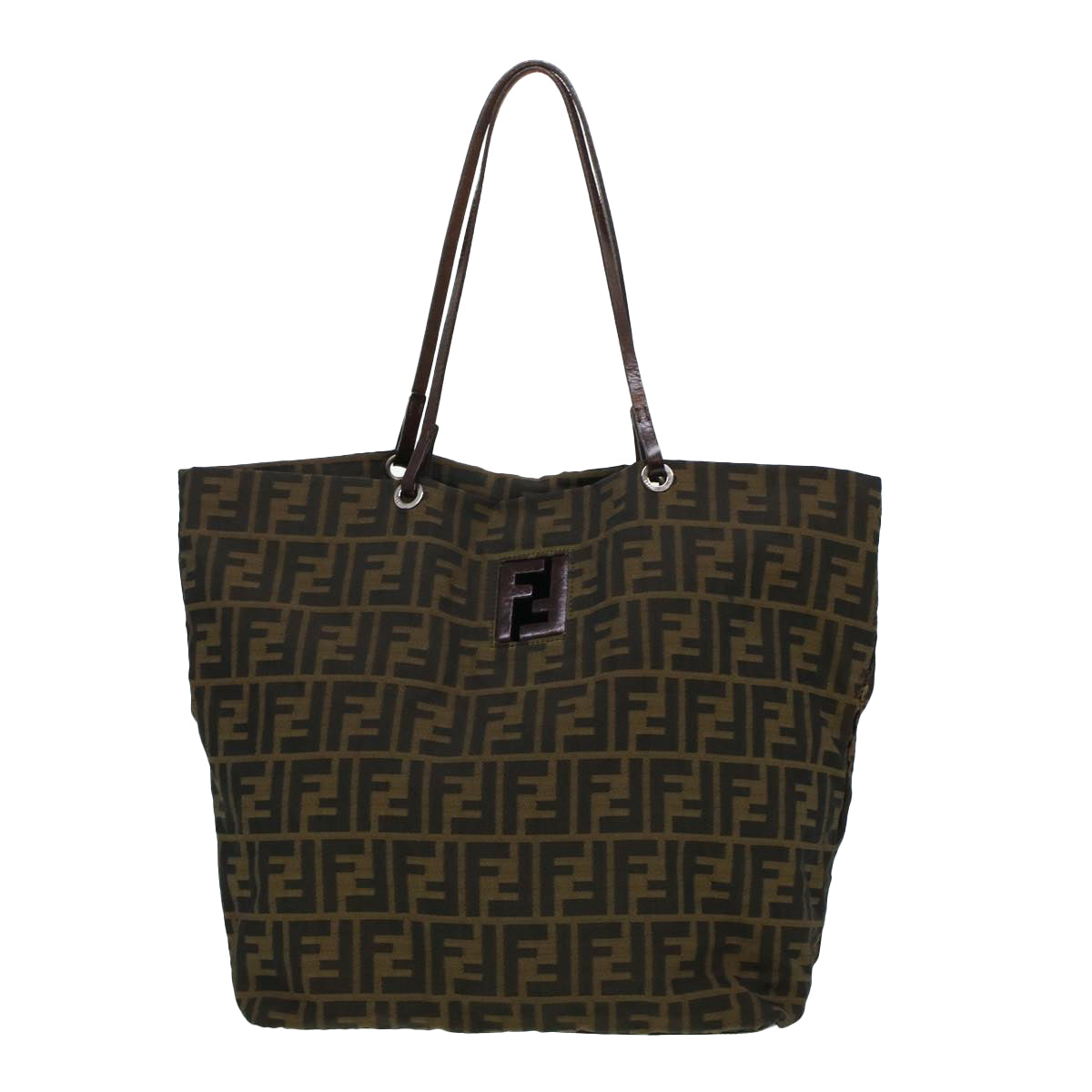 FENDI Zucca Canvas Tote Bag Black Brown bs6032