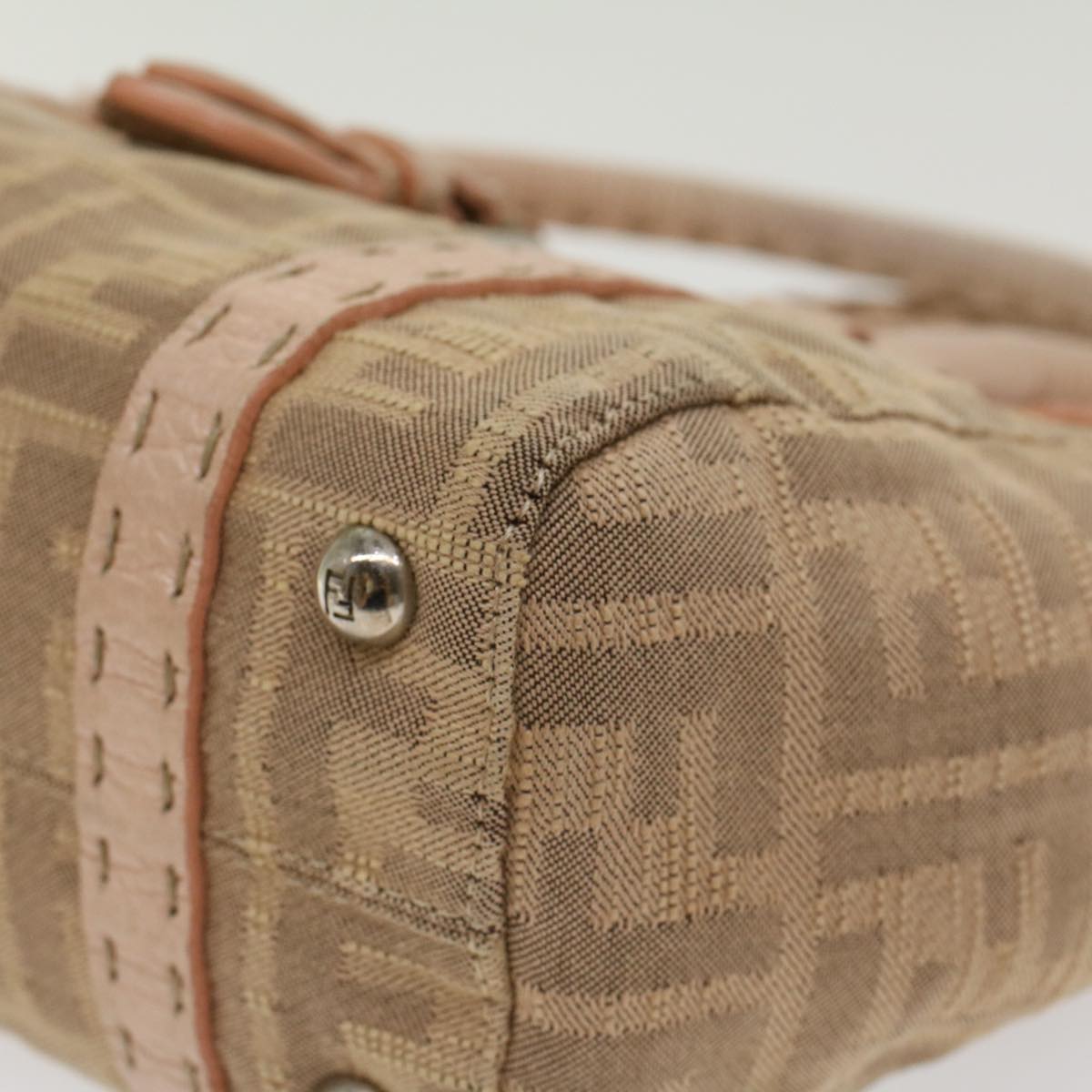 FENDI Zucca Canvas Linda Hand Bag Beige Pink bs6036