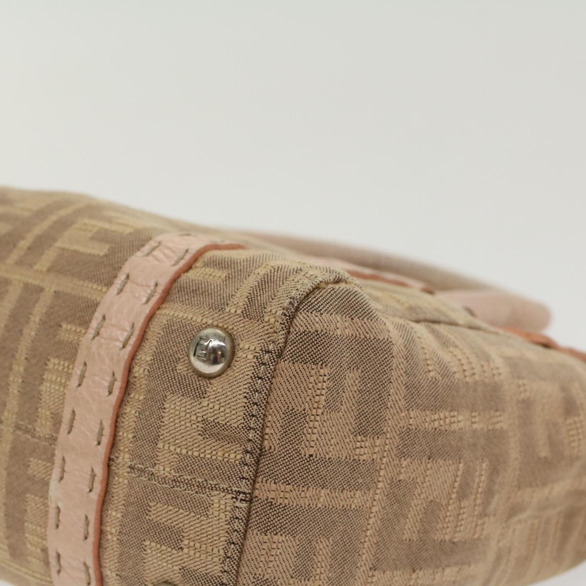 FENDI Zucca Canvas Linda Hand Bag Beige Pink bs6036