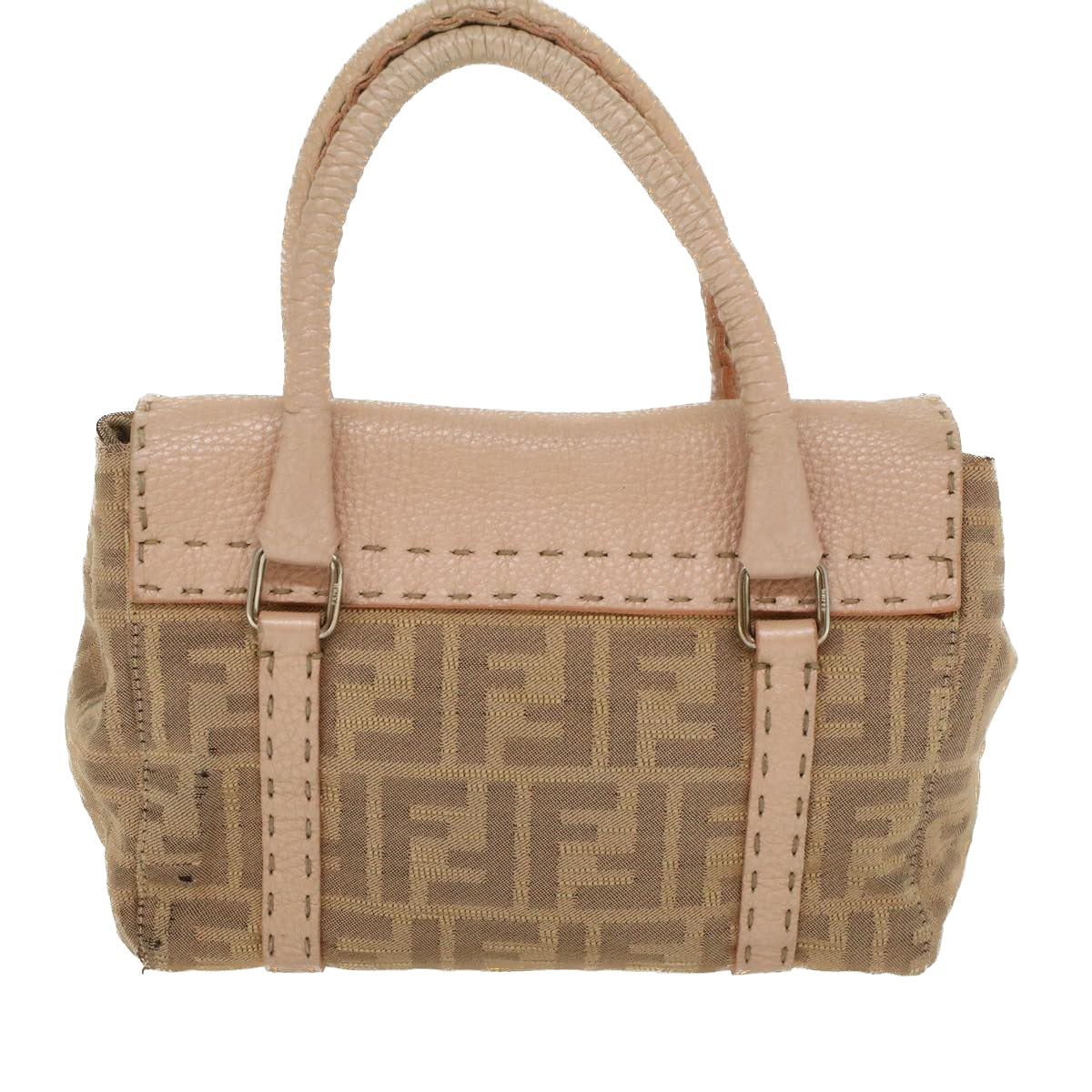 FENDI Zucca Canvas Linda Hand Bag Beige Pink bs6036