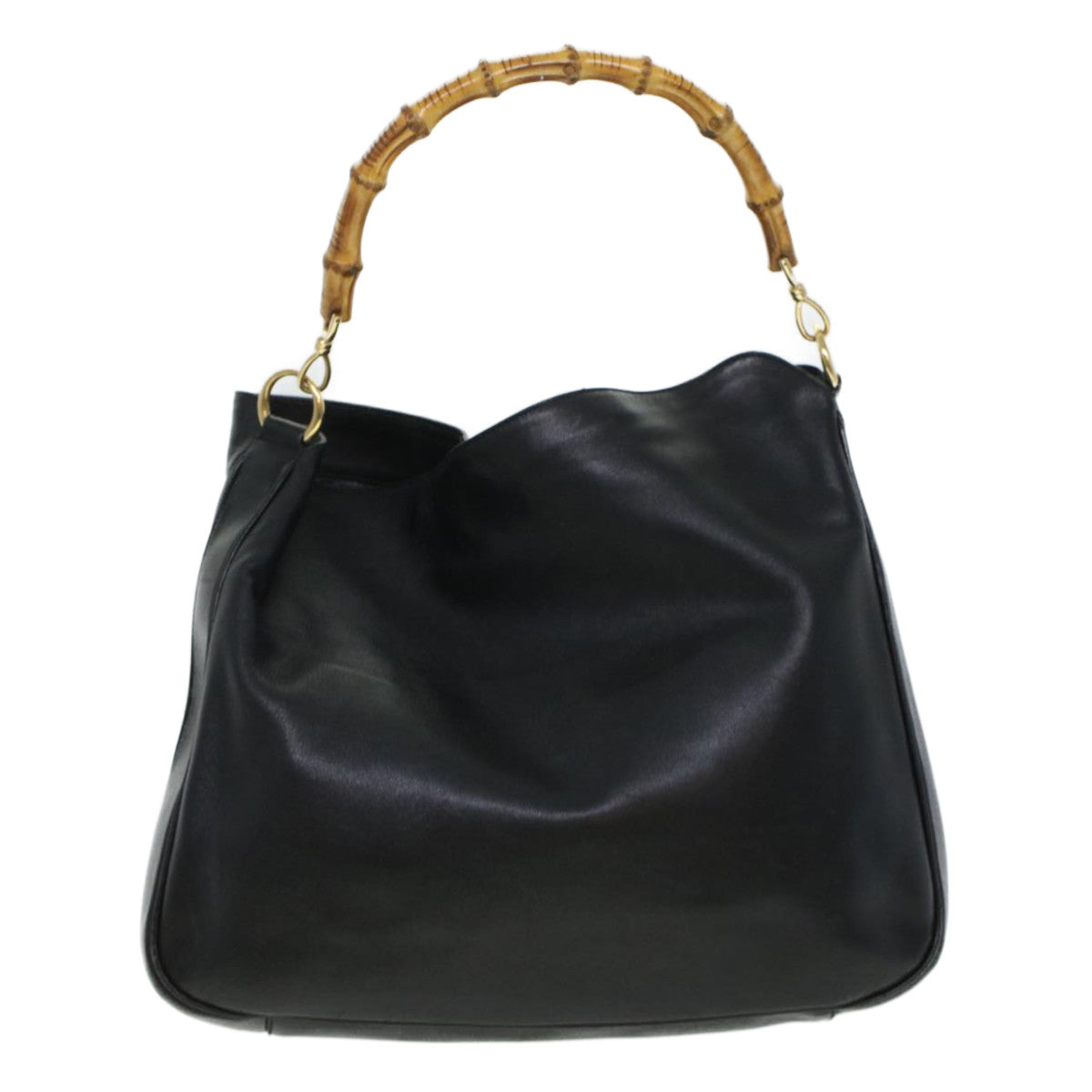 GUCCI Bamboo Shoulder Bag Leather 2way Black bs6163