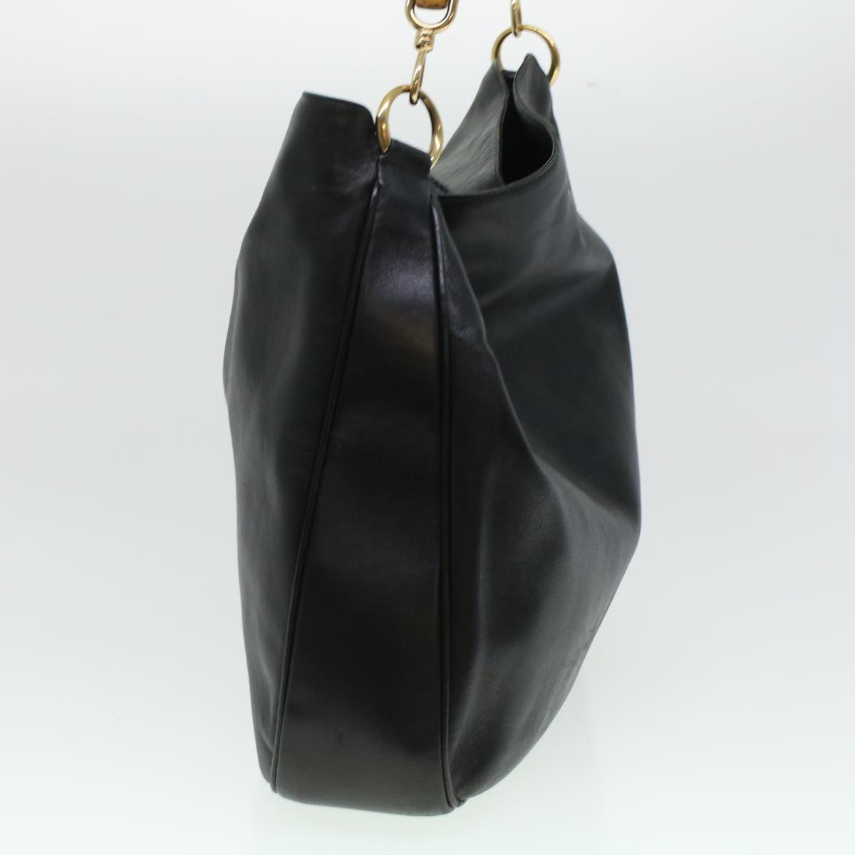 GUCCI Bamboo Shoulder Bag Leather 2way Black bs6163