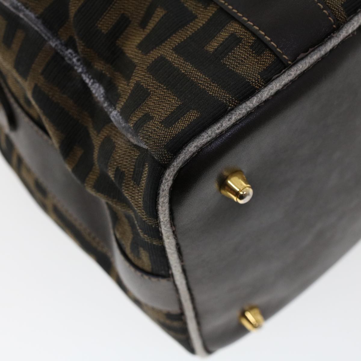 FENDI Zucca Canvas Hand Bag Black Brown bs6206