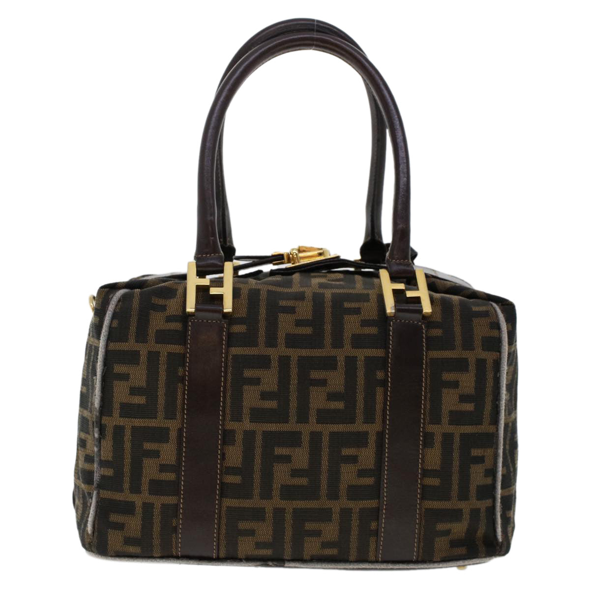 FENDI Zucca Canvas Hand Bag Black Brown bs6206