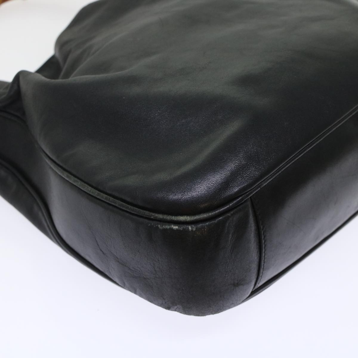 GUCCI Bamboo Hand Bag Leather 2way Black bs6247