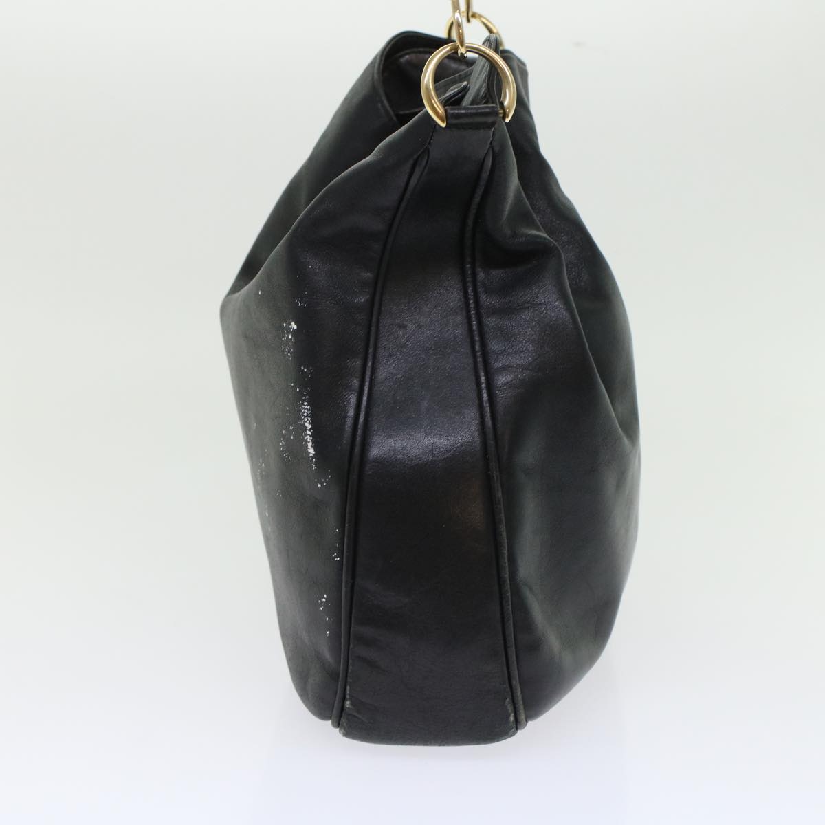 GUCCI Bamboo Hand Bag Leather 2way Black bs6247