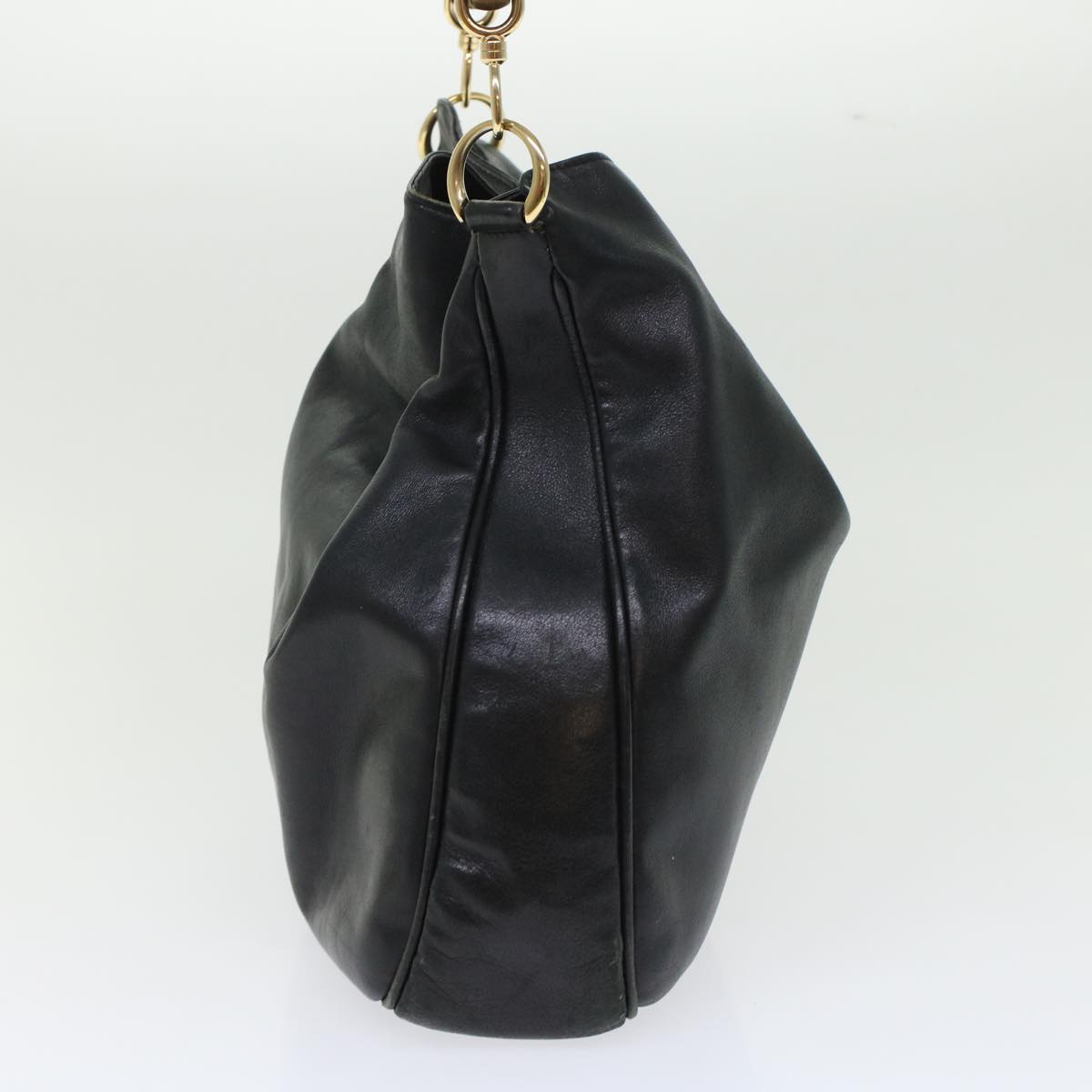 GUCCI Bamboo Hand Bag Leather 2way Black bs6247