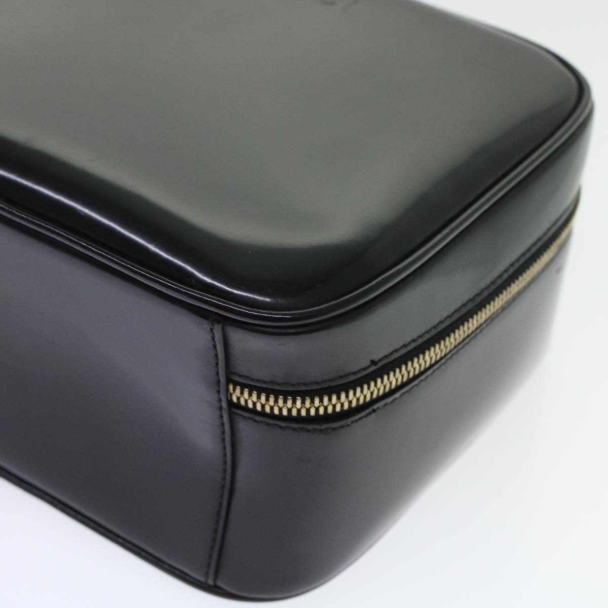 GUCCI Bamboo Vanity Cosmetic Pouch Patent leather Black bs6279
