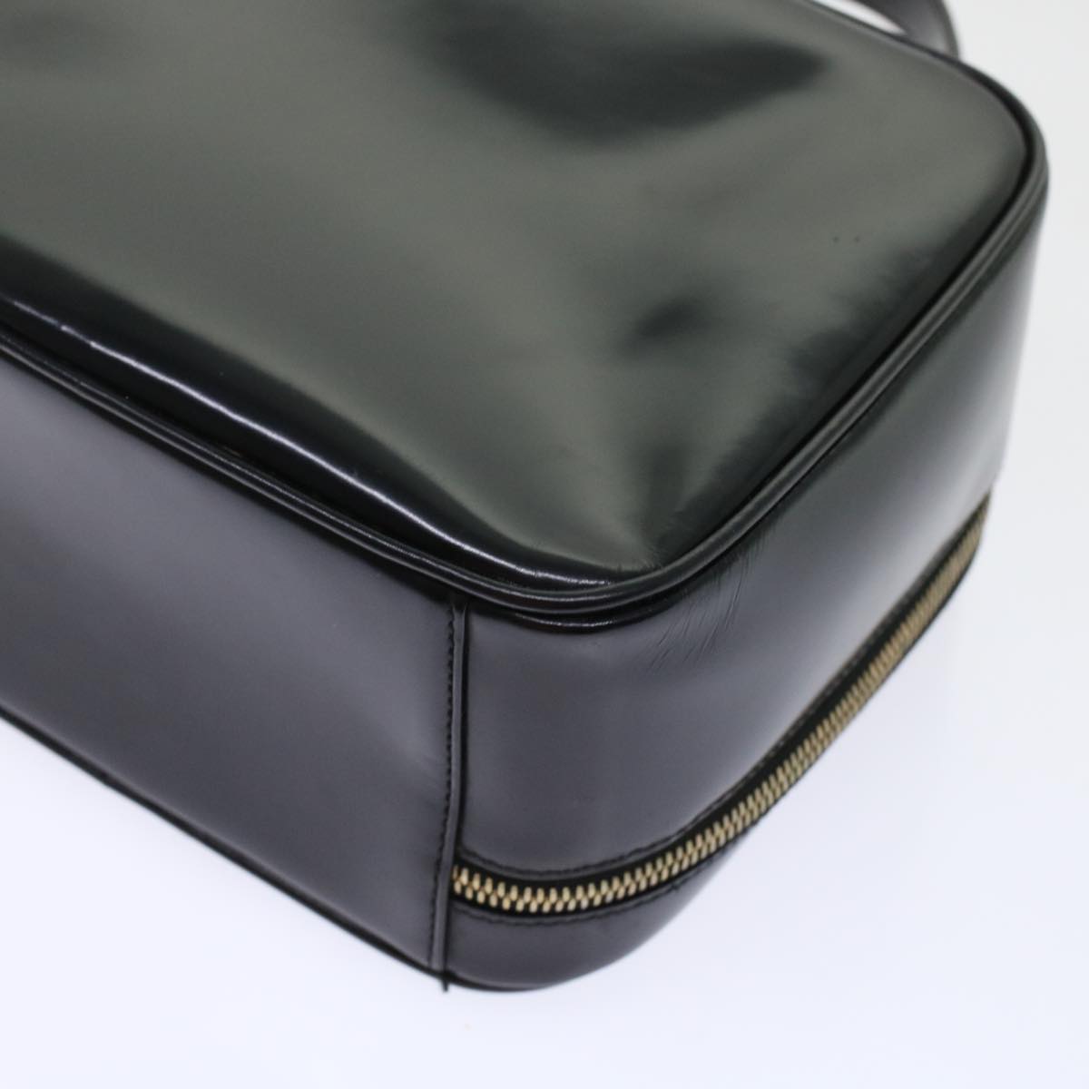 GUCCI Bamboo Vanity Cosmetic Pouch Patent leather Black bs6279