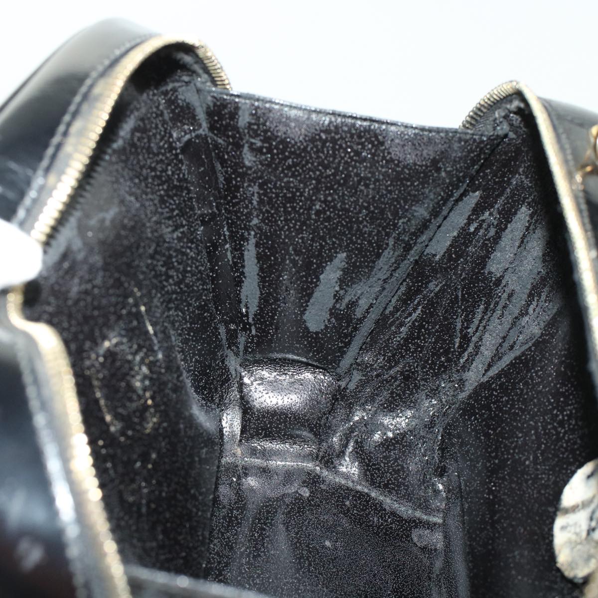 GUCCI Bamboo Vanity Cosmetic Pouch Patent leather Black bs6279