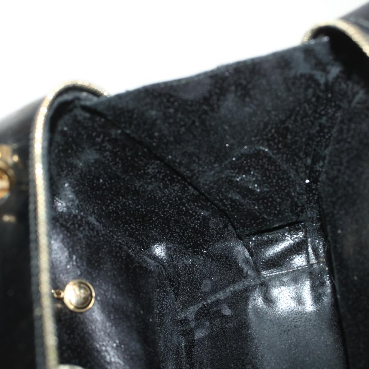 GUCCI Bamboo Vanity Cosmetic Pouch Patent leather Black bs6279