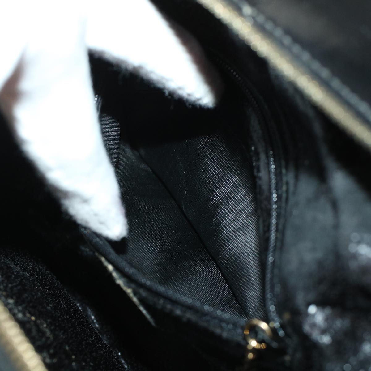 GUCCI Bamboo Vanity Cosmetic Pouch Patent leather Black bs6279