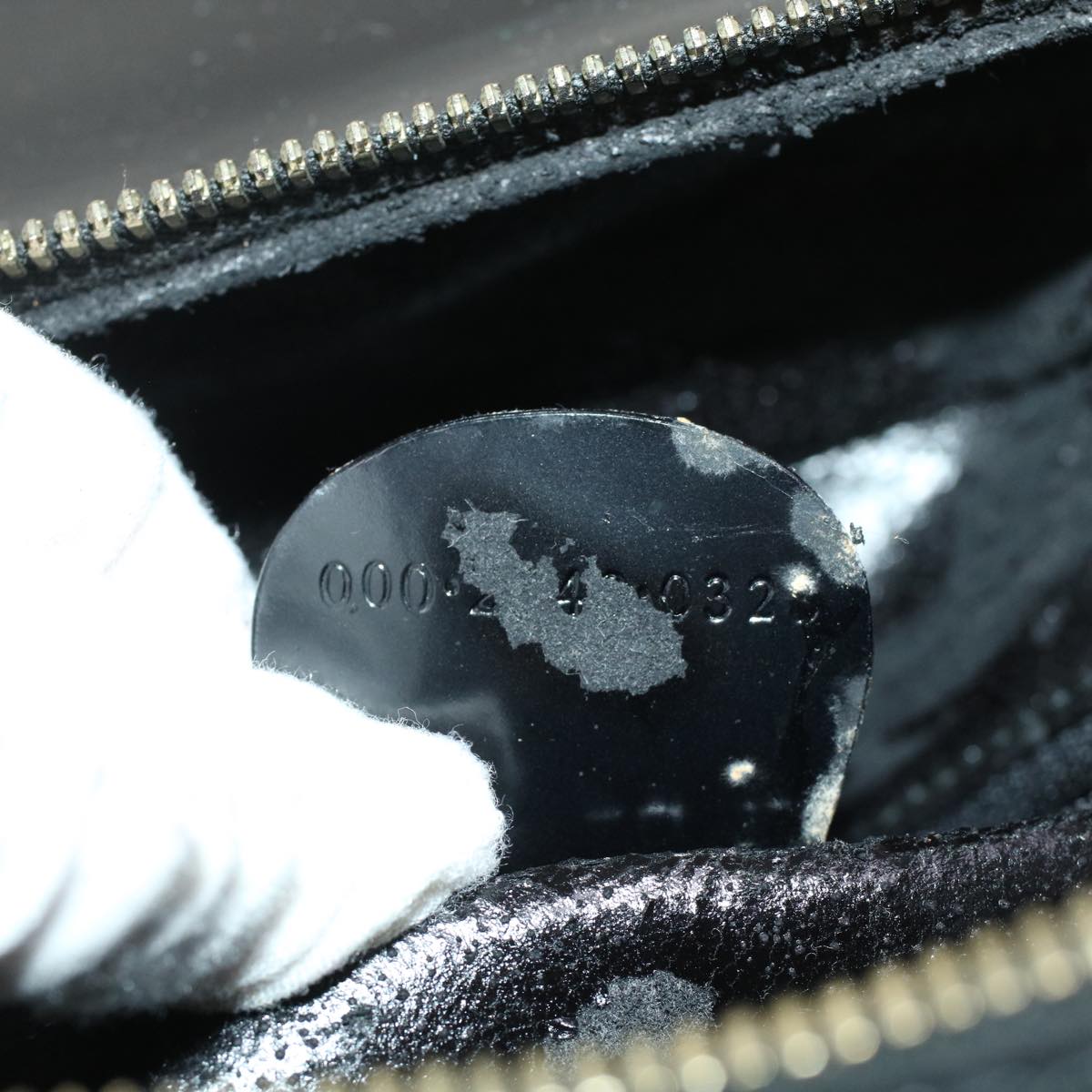 GUCCI Bamboo Vanity Cosmetic Pouch Patent leather Black bs6279