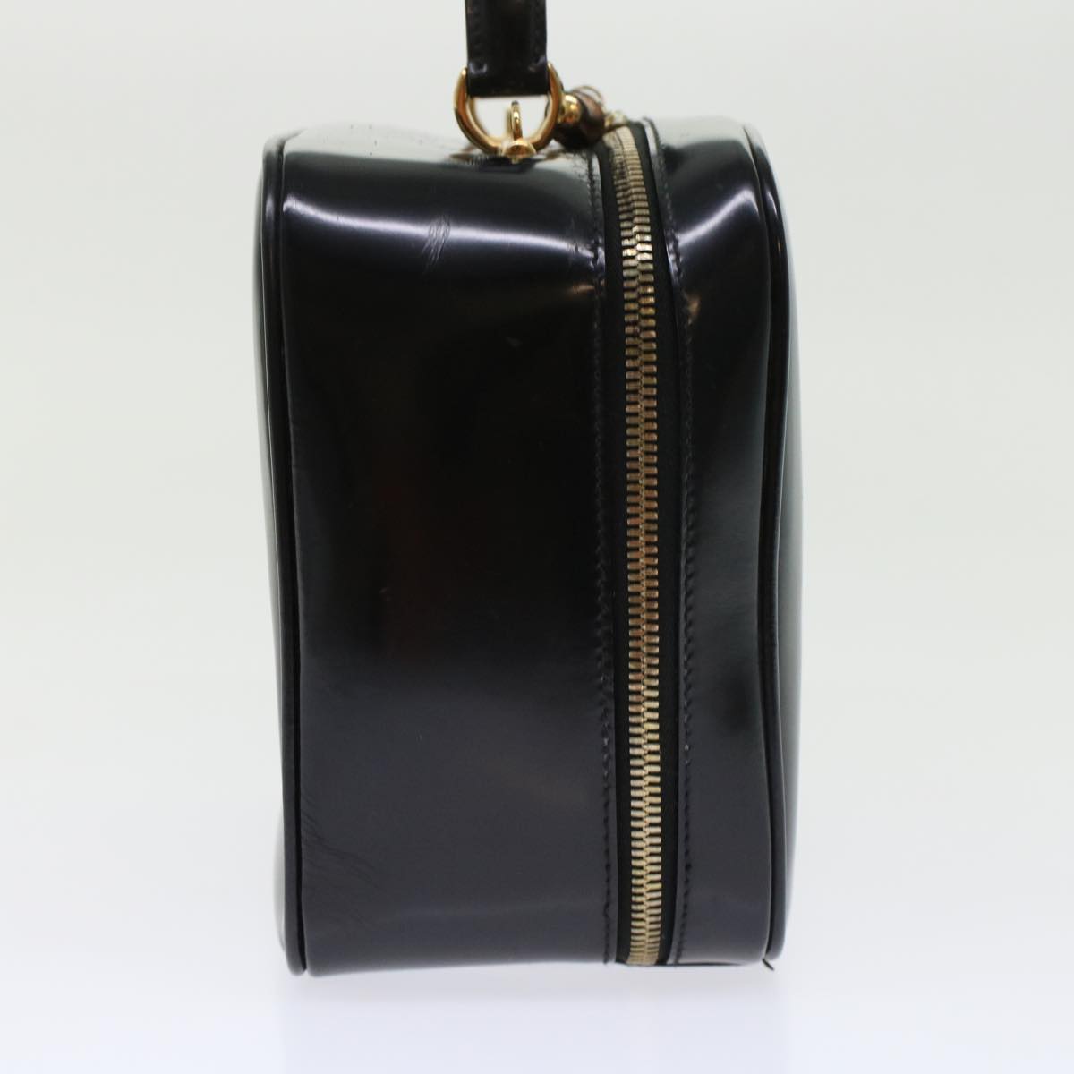 GUCCI Bamboo Vanity Cosmetic Pouch Patent leather Black bs6279