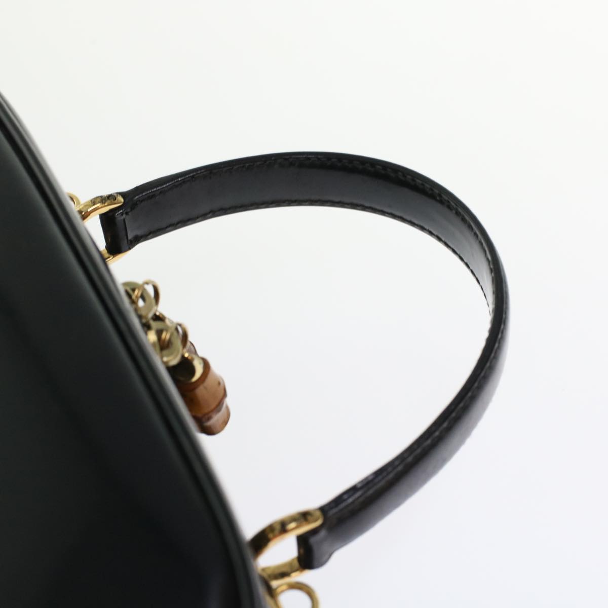 GUCCI Bamboo Vanity Cosmetic Pouch Patent leather Black bs6279