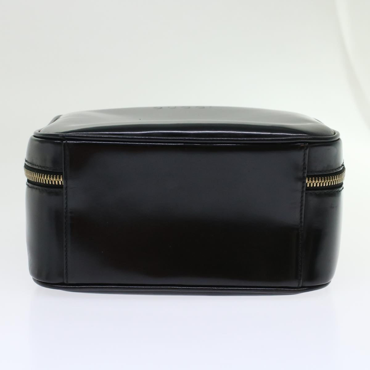 GUCCI Bamboo Vanity Cosmetic Pouch Patent leather Black bs6279