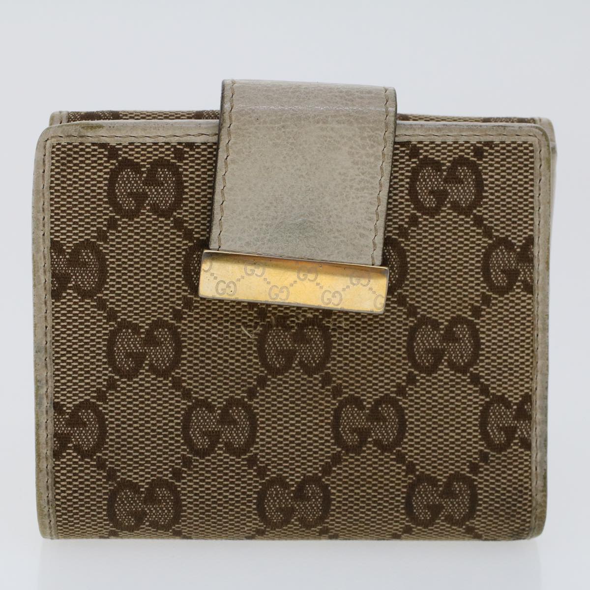 GUCCI GG Canvas Long Wallet Leather 3Set Brown Beige Silver bs6283