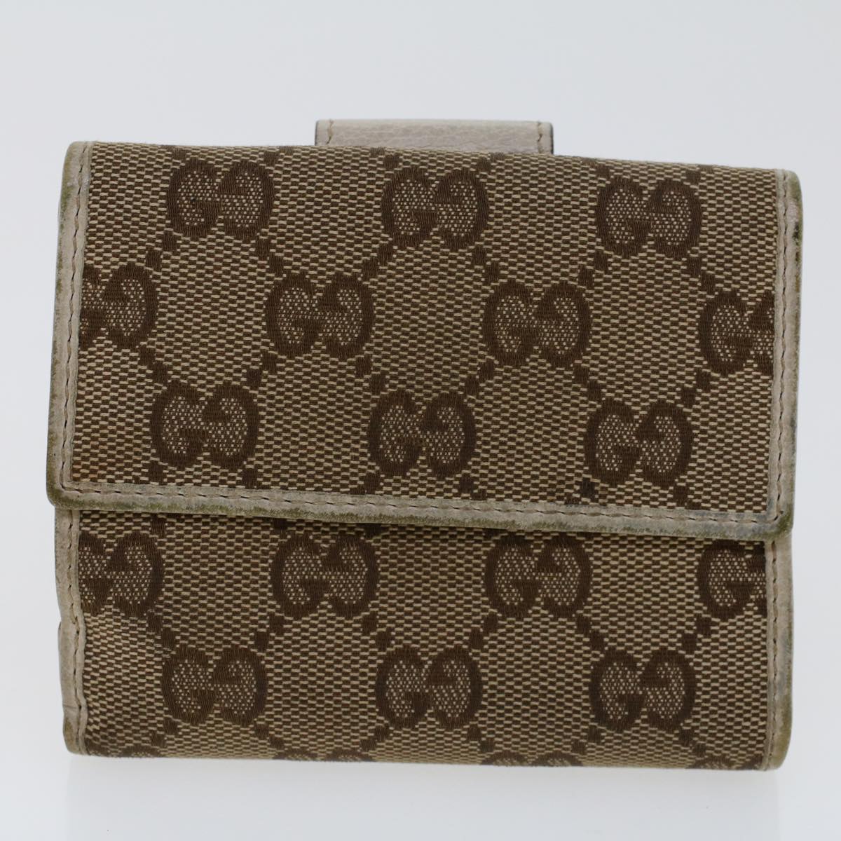 GUCCI GG Canvas Long Wallet Leather 3Set Brown Beige Silver bs6283