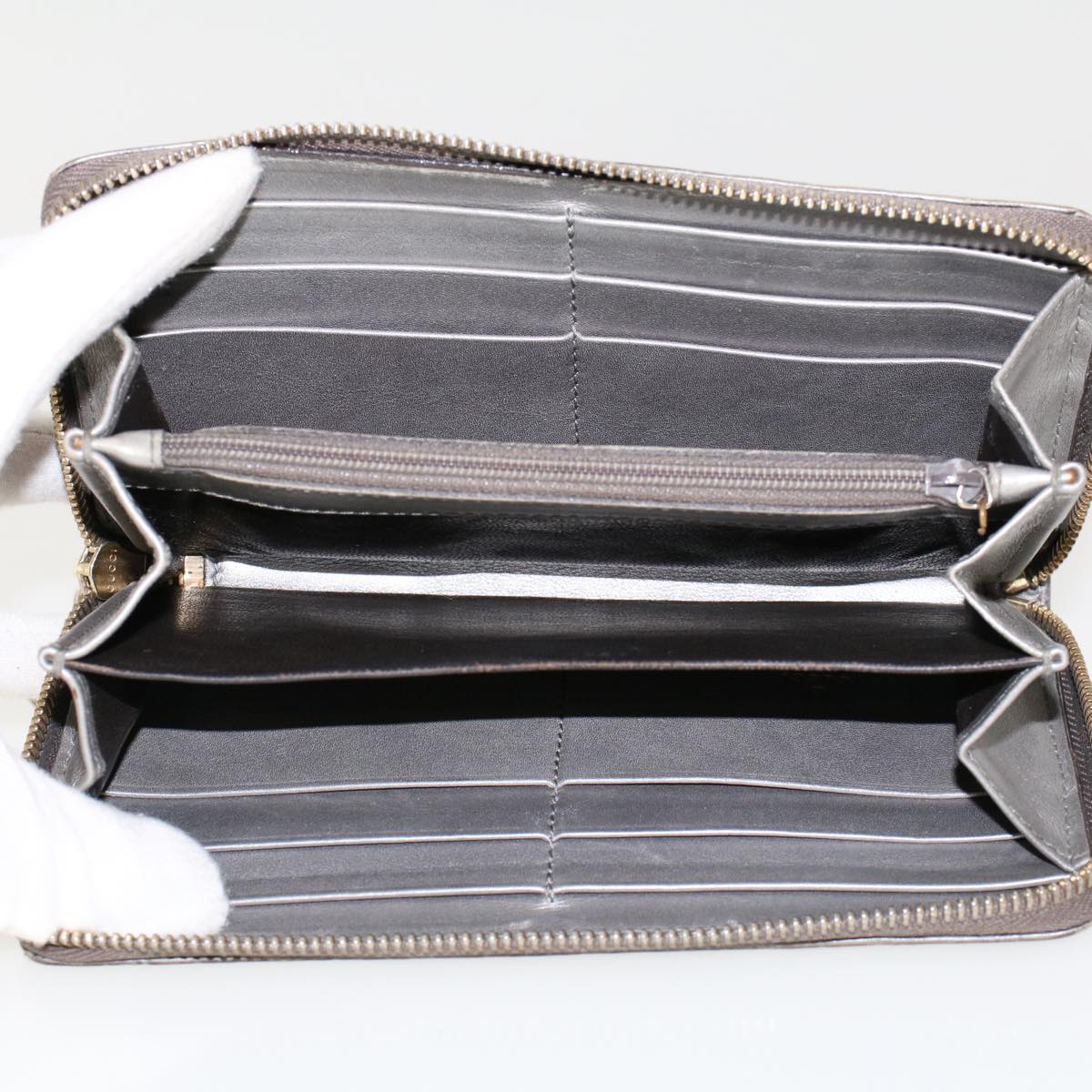 GUCCI GG Canvas Long Wallet Leather 3Set Brown Beige Silver bs6283