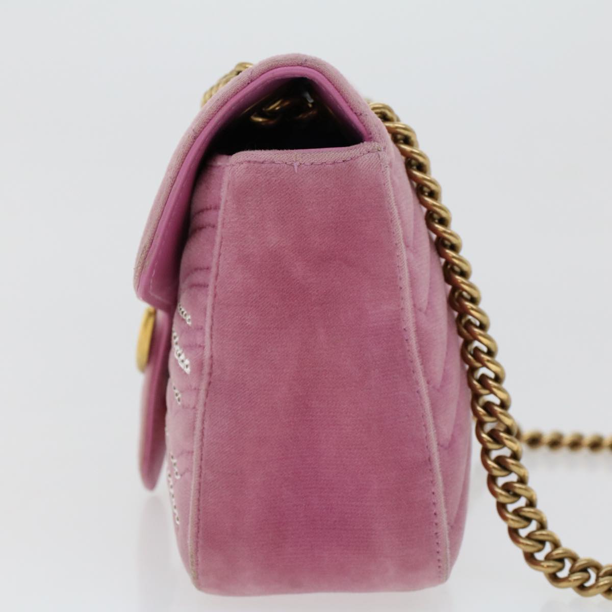 GUCCI GG Marmont Chain Shoulder Bag Velor Pink 443497 bs6311