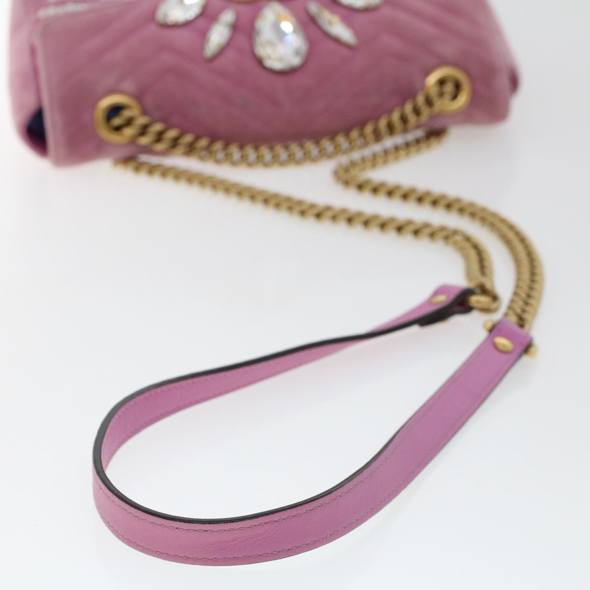 GUCCI GG Marmont Chain Shoulder Bag Velor Pink 443497 bs6311