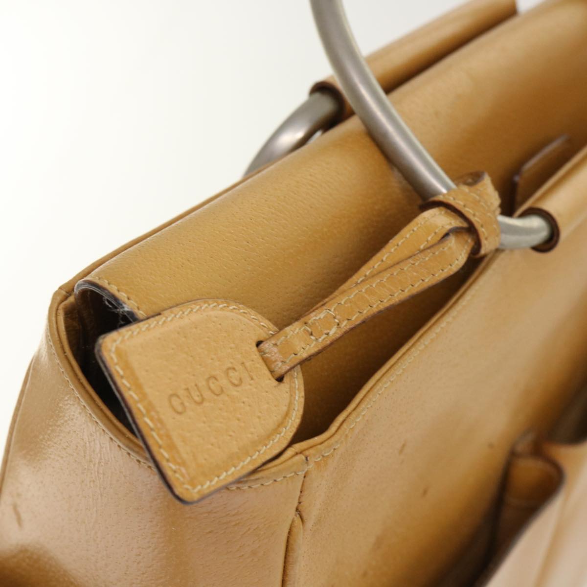 GUCCI Hand Bag Leather Brown 002•3754•0313 bs6312