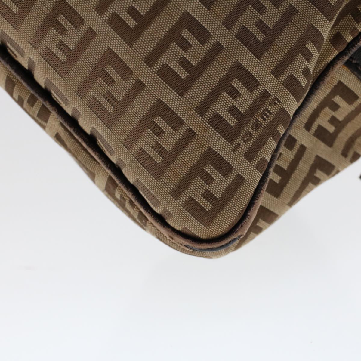 FENDI Zucchino Canvas Shoulder Bag Leather Brown 2241-8BN005-019 bs6383