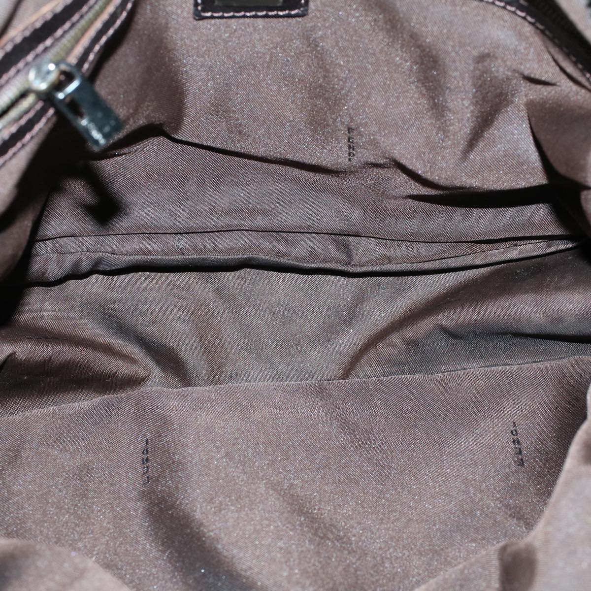 FENDI Zucchino Canvas Shoulder Bag Leather Brown 2241-8BN005-019 bs6383