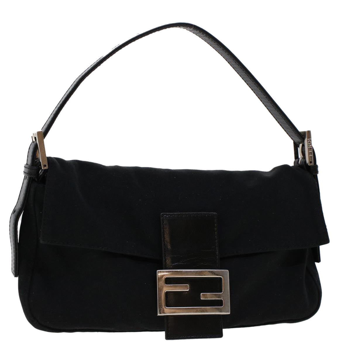 FENDI Mamma Baguette Shoulder Bag Nylon Leather Black 2321.26424.008 bs6395