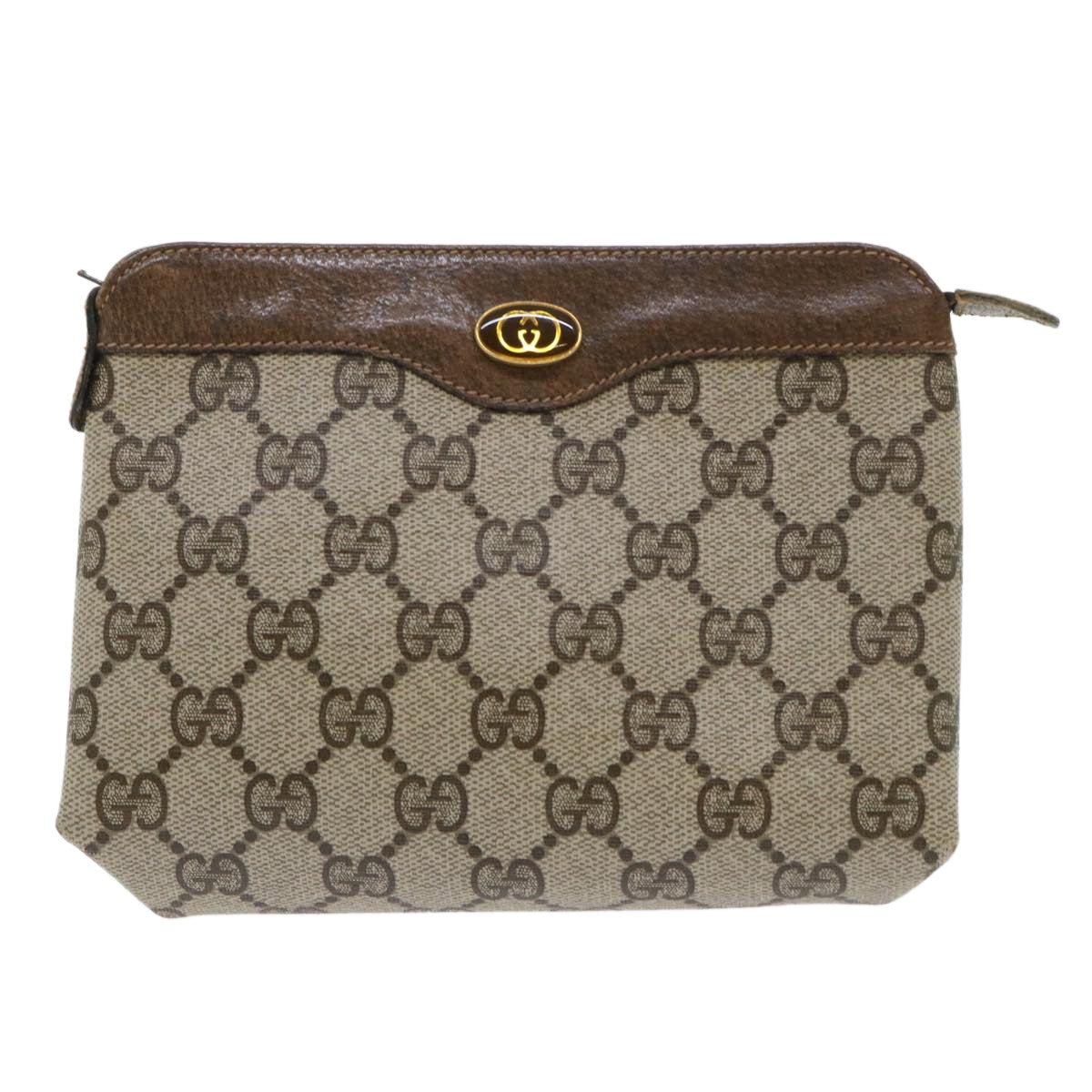 GUCCI GG Canvas Pouch PVC Leather Beige 64•01•020 bs6432