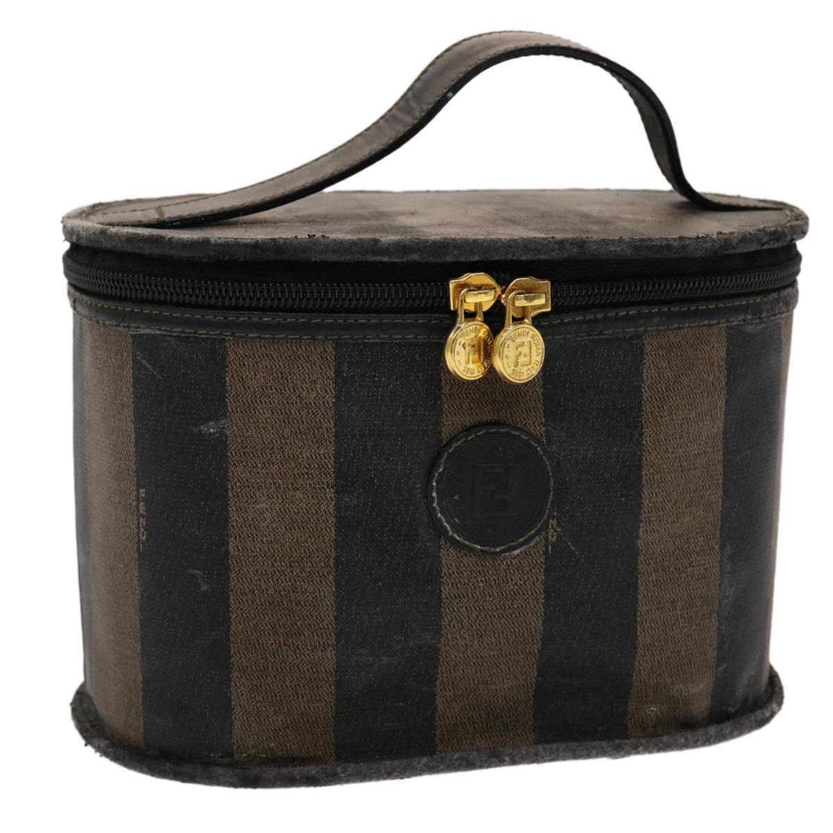 FENDI Pecan Canvas Vanity Cosmetic Pouch Black Brown bs6461