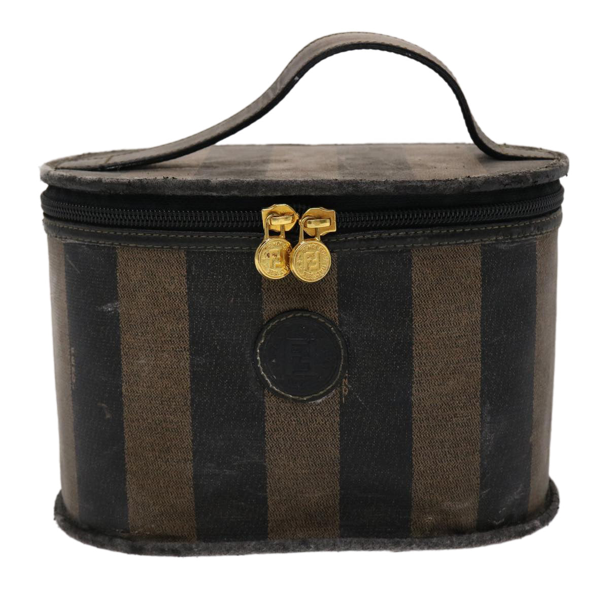 FENDI Pecan Canvas Vanity Cosmetic Pouch Black Brown bs6461