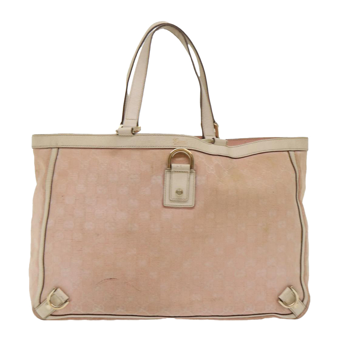 GUCCI GG Canvas Tote Bag Leather Pink 141472 bs6464